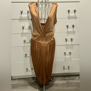 Banana Republic Bronze Backless Silk Blend Dress, size M, NEW